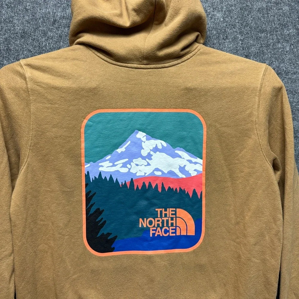 The North Face Mens Brown Mountain Graphic Pullover Hoodie Size M Regular Fit